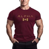 Mens T-shirt Gym Summer Compression Tight Man Letter Printing Short Sleeve Sports Fitness Casual Top Oversized Male Clothing