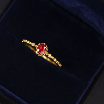 [Mimi] D ของคุณนกพิราบไม่ไหม้มงกุฎแดงแหวน S925ฝังเงินบริสุทธิ์แบบทำสัญญา
