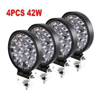 ไฟตัดหมอกหน้ารถ4X 42W 14LED ไฟรถยนต์แอลอีดี12V 24V สำหรับรถบรรทุก4WD 4X4 SUV ไฟหน้ารถออฟโรดไฟหน้าทรงกลม LED