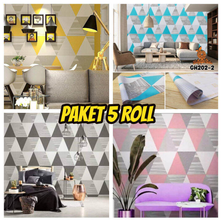 paket wallpaper dinding 5 roll stiker dinding kamar cewek aesthetic