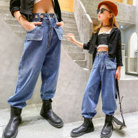 Jeans for Girls 2022 New Fashion Kids Loose Denim Pants for Girls Casual Style School Girls Trousers Children Clothing 4-14 Year