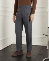 WARDROBE MINISTRY - กางเกงสแล็ค Signature Tapered Wool-Linen-Silk Blend Trousers in Night Sky