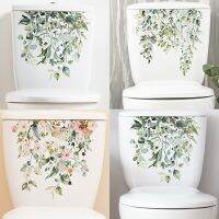 【LZ】 Green Plant Leaves Wall Sticker Bathroom Toilet Sticker WC Self Adhesive Mural Beautify Flower Home Decoration Decals