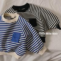 Spring Autumn Stripe Long Sleeves Sweatshirt Kids Boys Loose Bat Sleeves Tops Girls Baby Boy Clothes