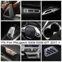 Matte Interior Refit Kit Pillar A Speaker / Steering Wheel / Gear Shift Knob Cover Trim Fit For Peugeot 3008 5008 GT 2017 - 2022