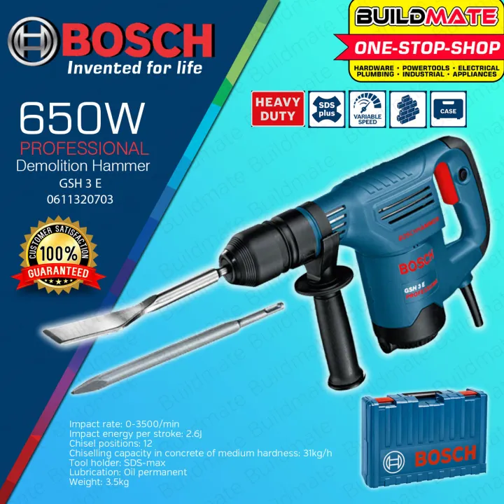 BOSCH Professional 650W Demolition Chipping Hammer with Case Up To 10kg