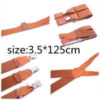 Yienws Suspensorio Man Vintage Button Suspenders for Men PU Leather Suspenders Male Elastic Strap Braces Brown 3.5*125cm YiA035