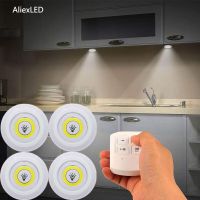 Super Bright COB Kitchen Cabinet Light Wireless Remote Control Dimmable Round Night Light Lighting for Bathroom Closet Wardrobe Night Lights