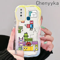 เคส Chenyyyka สำหรับ VIVO Y12 Y15 Y17 Y12i Y3 Y3s 2020เคสการ์ตูนน่ารัก Spoof มอนสเตอร์ Tetris แบบวัสดุอัพเกรดกันกระแทกแบบใสนุ่มขอบคลื่นเนื้อครีมเคสมือถือปลอกโปร่งใสลายกล้องถ่ายรูปฝาครอบป้องกัน