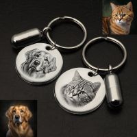 Personalized Pet Keychain For Dog Or Cat Ashes,Customized Stainless Steel Key Chain With Your Pets Photo And Name