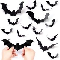 48/36/24Pcs Bats Wall Stickers Decorations for Indoor/Outdoor Mixed size Scary Window Decal