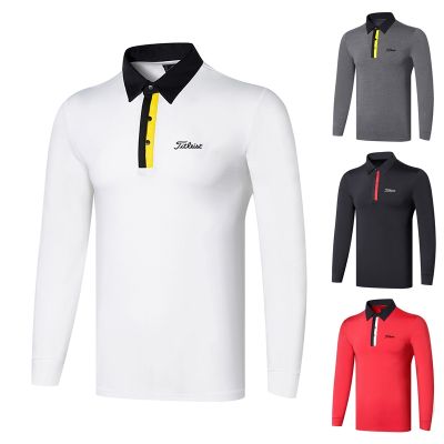 Golf clothing mens quick-drying breathable non-ironing lapel casual sports polo shirt top long-sleeved T-shirt XXIO Odyssey J.LINDEBERG Castelbajac Titleist Amazingcre Honma DESCENNTE✲♠✙
