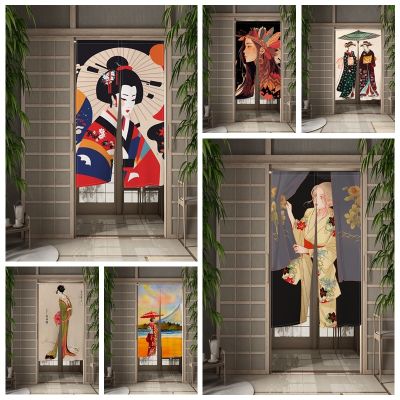 Fashion 2023 Japanese Ukiyo-e Door Curtain Japanese Womens Snowflake Half Screen Partition Wall Entrance Hanging Curtains
