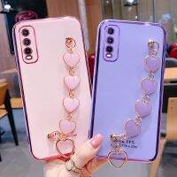 {Taoyitao เคส} สำหรับ VIVO Y20เคสหุ้มสร้อยข้อมือรูปหัวใจชุบทองด้วยไฟฟ้าหรูหรา X51 S1 Y11 2019 Y11S Y20S ฝาครอบ Y30 Y20i