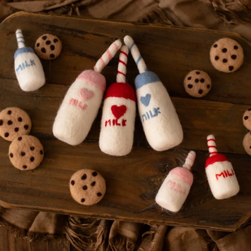 DIY Baby Wool Felt Milk Bottle+Cookies Decorations Newborn Photography  Props Infant Photo Shooting Accessories | Lazada PH