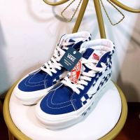 COD SK8-Hi -1712 Vans STYLE 38 สีฟ้า และสีขาว สําหรับผู้ชาย รองเท้าผ้าใบลําลอง และผู้หญิง ข้อสูง ลายตารางหมากรุก