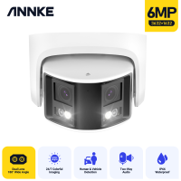 Annke 180 ° Panoramic Security กล้อง265 6MP Dual เลนส์2.8มม. กล้อง IP POE กล้องวงจรปิดการเฝ้าระวังวิดีโอกลางแจ้งคำเตือนเสียง Alarm