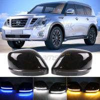 LED Rearview Side Mirror Light for Nissan Patrol Y62 2016 2017 2018 2019 Indicator Driving Lamp with Dynamic Sequential Turn Signal Smoke Lens