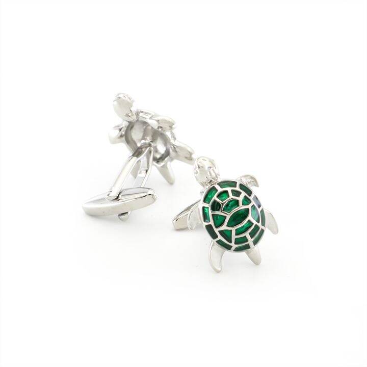 yf-turtle-cuff-links-for-men-tortoise-design-quality-brass-material-green-color-cufflinks-wholesale-retail