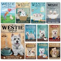 Dog Retro Metal Tin Sign Westie Co.Bath Soap Funny Poster Cafe Bathroom Toilet Home Art Wall Decoration Plaque Gift 8X12inch