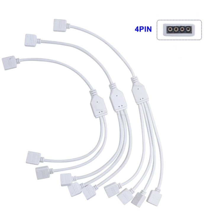 Hqbwon White Led Strip Adapter Led Strip Connector Female Connector 1to2 1to3 1to4 4 Pin 