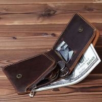 Business Bifold Wallet Men 39;s Genuine Leather Credit ID Card Holder Case Purse Gift New Vintage Male Snap Card Wallets