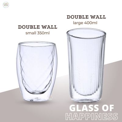 แก้วน้ํา แก้วกาแฟเซรามิค แก้วน้ำ DOUBLE WALL Glass (ขนาด 80-400ML) แก้วกาแฟ 2 ชั้น แก้วสองชั้น ใส่น้ำร้อนและน้ำเย็น สวยลายคริสตัล