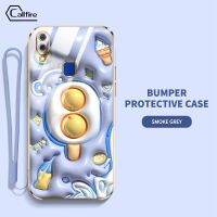 Callfire คอลไฟ เคสสำหรับ Vivo Y95 Y93 Y91 Y91i 1807 1816 1817 1811 สินค้าใหม่ของ สตรอเบอร์รี่มีลวดลายไอศกรีมขนมหรูหราฝาครอบป้องกันเคสนิ่มเคลือบอิเล็คโทรเพลทป้องกันการตกและการชนฟรีสายคล้องกัน