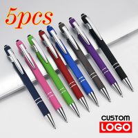 ✚ 5pcs Light Metal Ballpoint Pen Office School Advertising Pen Custom Logo Text Engraving Laser Engraving Touch Screen Pen