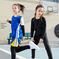 Winter Thermal Underwear Set Fitness Training Suits Sports Sets Boys Girls Plus Velvet Warm Quick-Drying Tracksuit Kids