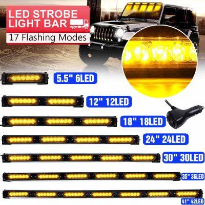 【CW】Amber Led Warning Flashing Light Car Roof Emergency Warning Strobe Light Bar 17 Flash Mode Waterproof 1224V Truck Lorry Tractor