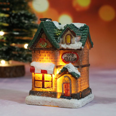 บ้านในหมู่บ้านคริสต์มาสหิมะฤดูหนาวเป็นมิตรกับสิ่งแวดล้อมบ้านในหมู่บ้านคริสต์มาสที่ทนทานพร้อมไฟ LED สำหรับวันหยุดสำหรับตกแต่งสำหรับคริสต์มาสงานปาร์ตี้