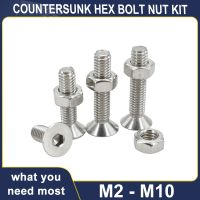 Sekrup heksagonal Allen Set mur sekrup berulir metrik baut soket Hex kepala datar 304 Kit mur baut baja tahan karat