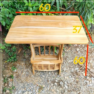 CTC โต๊ะไม้สักไม้ ชั้นสีดาไม้สัก สี่เหลี่ยม 60*40 สูง 60 ซม. กว้างxลึกxสูง ชั้นวางข้างเตียง ชั้นหัวเตียง [ไม่ทำสี]
