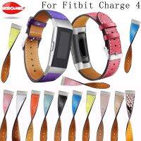 ♞☎๑ Replacement For Fitbit Charge 4 fashion Bands Leather Straps Band Interchangeable Smart Fitness Watch Bands With Stainless Frame