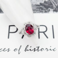 Rhodolite Diamond Ring แหวนพลอยโรโดไลท์ ประดับเพชร ตัวแหวนทองขาว18K