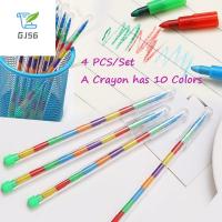GJ56น่ารักสร้างสรรค์วาดภาพสีน้ำมันสำหรับเด็ก10สีพาสเทลดินสอวาดภาพปากกา4ชิ้น/ชุด