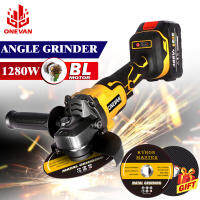 ส่งของจากไทย หินเจียรไร้สาย ONEVAN 125MM Brushless Angle Grinder เครื่องมือไฟฟ้า 10000RPM เครื่องบดเครื่องตัดงานไม้เครื่องมือสำหรับแบตเตอรี่ Makita 18V