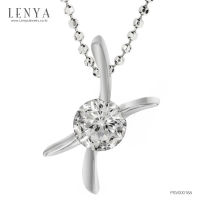 Lenya Jewelry  จี้เพชร DiamondLike 1 กะรัต ดีไซน์รูปตัว X เอกลักษณ์ที่ไม่ซ้ำใคร ตัวเรือนเงินแท้ชุบทองคำขาว