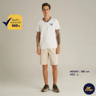 Mc Jeans เสื้อยืดแขนสั้นผู้ชาย คอวี สีขาว MTSZA28
