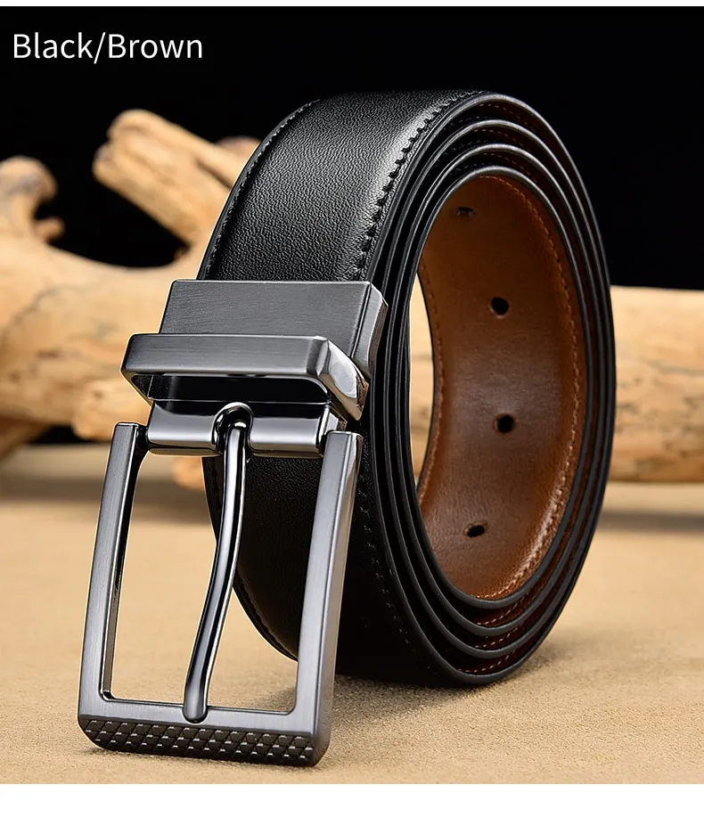 Men's Leather Reversible Belt Classic Fashion Designs Wholesale Male Business Dress Dot Belts with