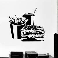 Hamburger Wall Decal French Fries Soft Drink Door Window Vinyl Stickers Snack Bar Fast Food Shop Interior Decor Wallpaper E244