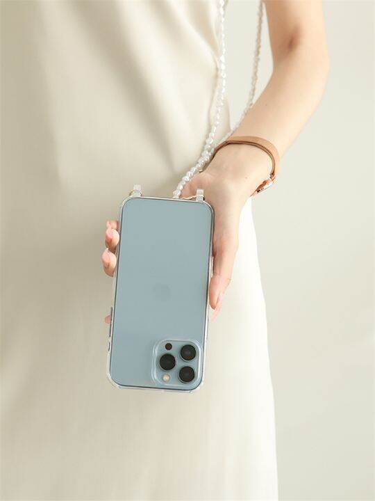 16-digits-เครื่องประดับ-crossbody-heart-pearl-เคสอะคริลิคใสสำหรับ-iphone-14-11-12-13-pro-max-mini-xs-x-xr-6-8-7-plus-se-ฝาครอบคริสตัล