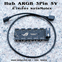 HUB ARGB 3Pin 5V แบบ1แยก10 มีช่องต่อไฟเลี้ยง พอร์ตMolex