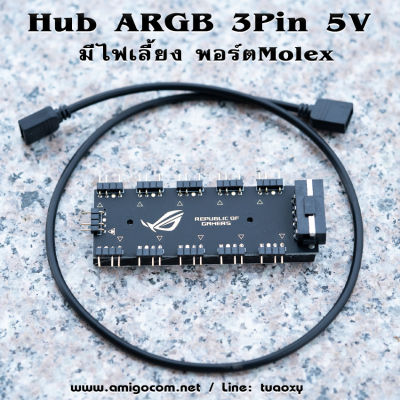 HUB ARGB 3Pin 5V แบบ1แยก10 มีช่องต่อไฟเลี้ยง พอร์ตMolex
