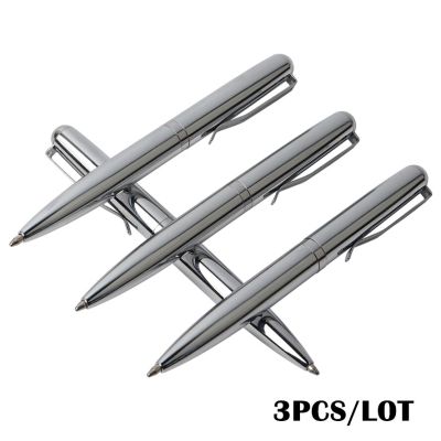 3PCS Mini Pen Metal Ballpoint Pen Rotating Pocket Size Portable Silver Ball Point Small Pens For School Office Exquisite Brief Pens