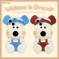 3D การ์ตูน Wallace Gromit ฝาครอบเลนส์หมีอิฐเคสโทรศัพท์สำหรับ Apple iPhone 14 13 12 Pro Max 11 Soft ซิลิโคน TPU ป้องกันฝาหลังโทรศัพท์มือถือกรณีสีฟ้าสีขาวสีน้ำตาล