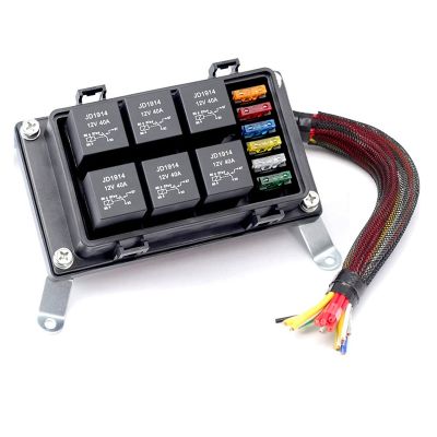 12V 40A Relay Box 6 Way ATC/ATO Fuse Relay Box 24V Fuse Block with Relay Universal Waterproof Kit for Car Truck