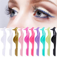100pcs Plastic False Eyelash Tweezers Lashes Forceps Eyelashes Extension Curler Nipper Makeup Lash Applicator Remover Clip