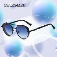 CRIXALIS Vintage Steampunk Sunglasses For Men Metal Anti Glare Driving Sun Glasses Women 2023 Trending Products Shades UV400